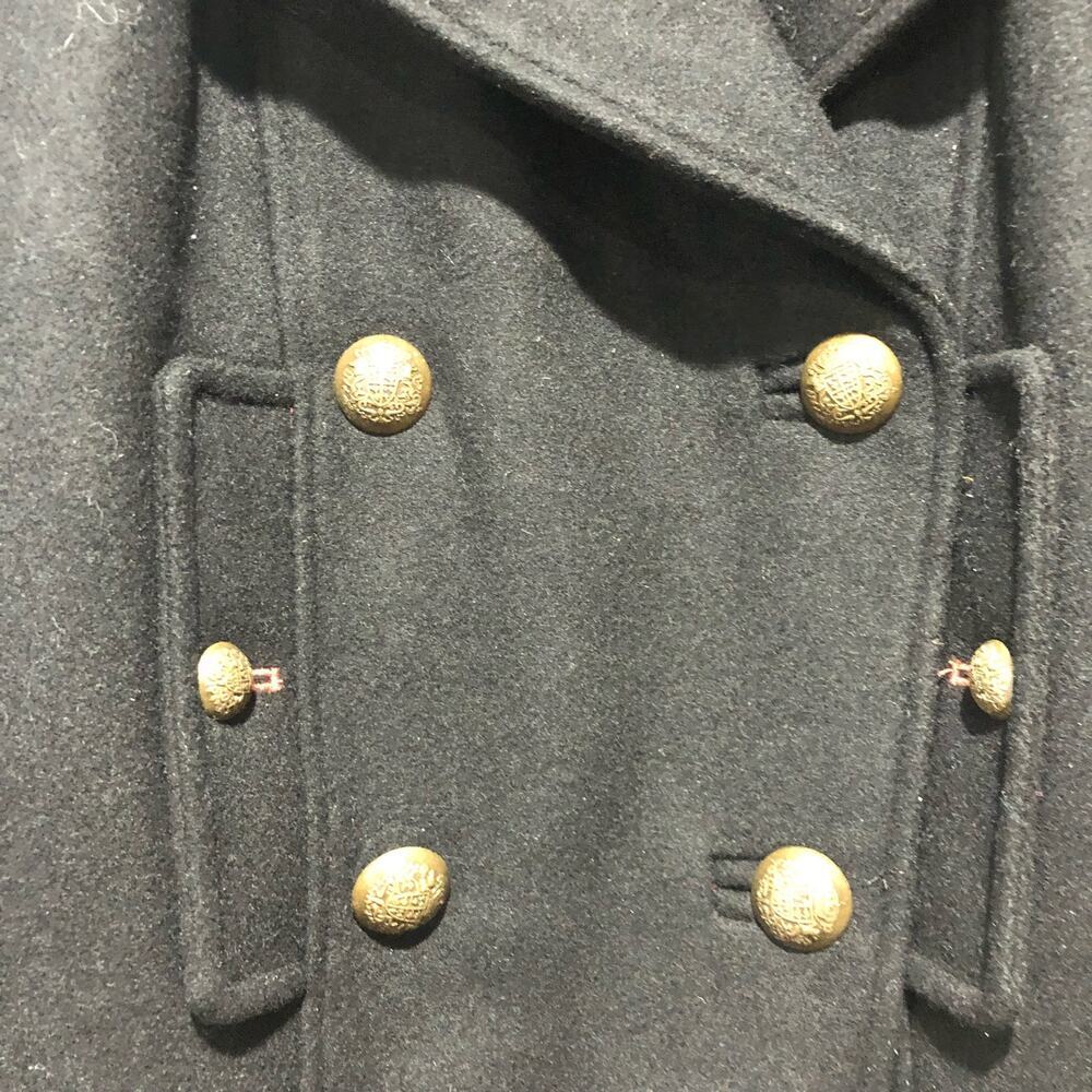 Free People Cecelia Peacoat Jacket Coat Button Front Buckle Detail Black Size M - Picture 7 of 15